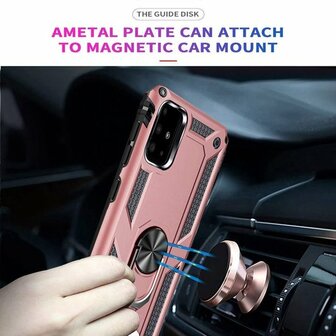 Samsung A71 - Armor met Kickstand Ring - Ros&eacute;goud