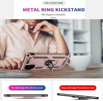 Samsung A71 - Armor met Kickstand Ring - Ros&eacute;goud