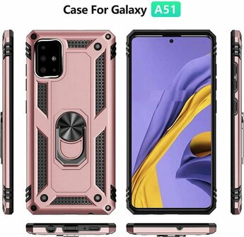 Samsung A71 - Armor met Kickstand Ring - Ros&eacute;goud