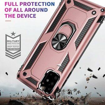 Samsung A71 - Armor met Kickstand Ring - Ros&eacute;goud
