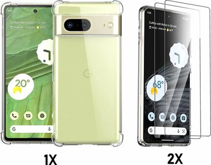 Pixel 8a - Anti Shock &amp;amp; 2x Glas - Transparant