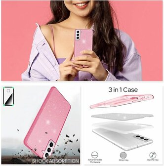 Samsung S21 Plus - Glitter Back Cover - Roze