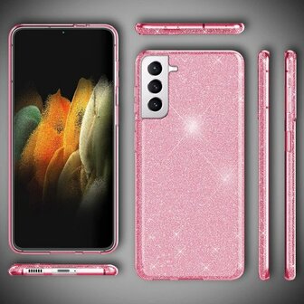 Samsung S21 Plus - Glitter Back Cover - Roze