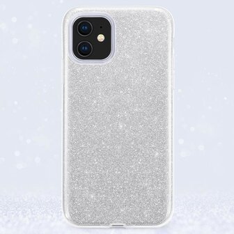 iPhone 11 - Glitter Back Cover - Zilver
