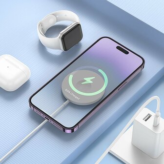 Hoco 3 in 1 iPhone Draadloze Lader - Watch - Airpods Oplader - 1.2m Type C - Wit