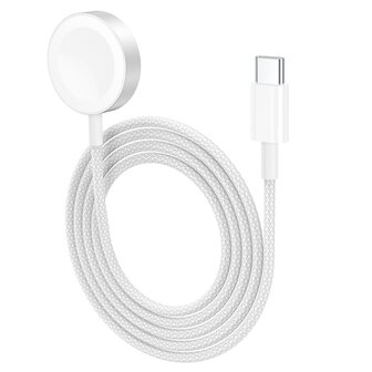 Hoco Draadloze Watch Oplader &amp;amp; N27 USB C Stekker &amp;amp; Oplaadkabel (1.2 meter) - Wit