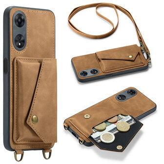 Oppo A98 Sienna Brown - Back Cover met Koord