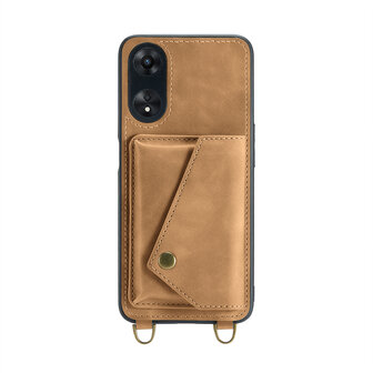 Oppo A98 Sienna Brown - Back Cover met Koord