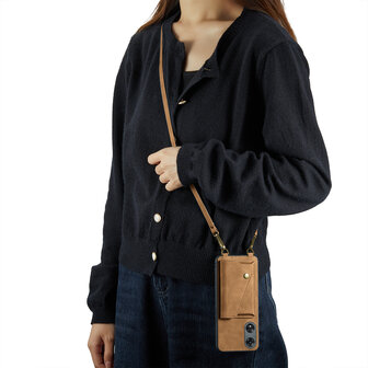 Oppo A98 Sienna Brown - Back Cover met Koord