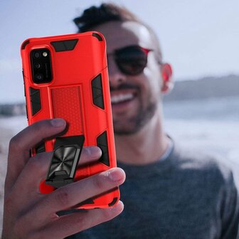 Samsung A41 Rood - Magnetic Kickstand Armor Case
