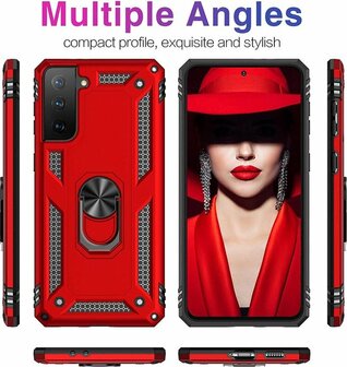 Samsung S21 Plus Rood - Armor met Kickstand Ring