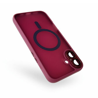 iPhone 16 - Bordeaux - Matte Armor met Cam Bescherming - Geschikt voor MagSafe