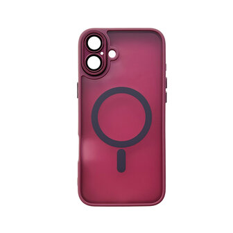 iPhone 16 - Bordeaux - Matte Armor met Cam Bescherming - Geschikt voor MagSafe