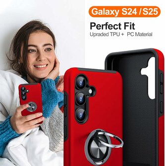Samsung S25 Plus - Kickstand Ring Case - Rood