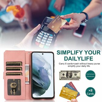 Samsung S22 Plus Roze - Book Case met Rits &amp;amp; Extra Vakken