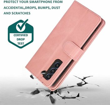 Samsung S22 Plus Roze - Book Case met Rits &amp;amp; Extra Vakken