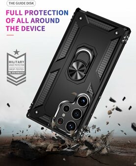 Samsung S24 Ultra Zwart - Armor met Kickstand Ring