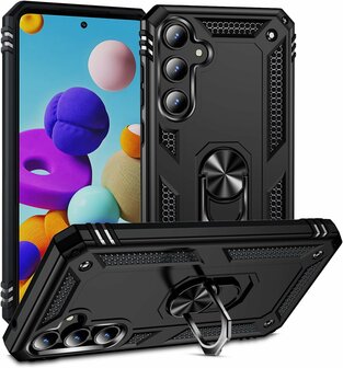 Samsung A55 - Zwart - Armor met Kickstand Ring