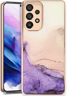 Samsung A03 - Marmer Back Cover - Paars