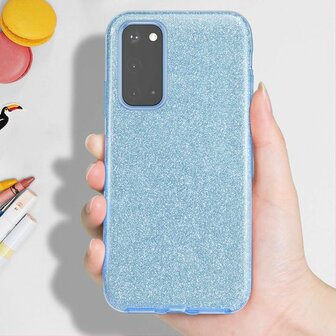 Samsung A03 - Glitter Back Cover - Blauw