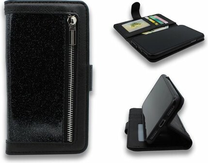 iPhone 12 Mini Zwart - Rits Book Case