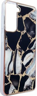 Samsung S22 Plus - Marmer Back Cover - Zwart