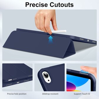 iPad 2025 &amp;amp; 2022 (11/10 Gen) - Donker Blauw - Smart Cover met Pen Slot