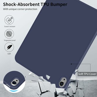 iPad 2025 &amp;amp; 2022 (11/10 Gen) - Donker Blauw - Smart Cover met Pen Slot