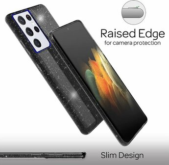 Samsung S23 Ultra - Glitter Back Cover - Zwart