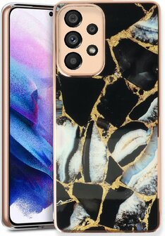Samsung A33 5G - Marmer Back Cover - Zwart