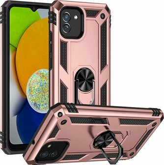 Samsung A03 Ros&eacute;goud - Armor met Kickstand Ring