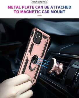 Samsung A03 Ros&eacute;goud - Armor met Kickstand Ring