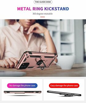 Samsung A03 Ros&eacute;goud - Armor met Kickstand Ring