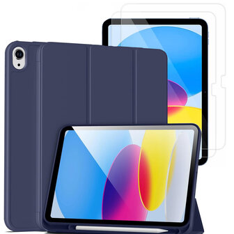 iPad 2025 &amp;amp; 2022 (11/10 Gen) - Donker Blauw - Smart Cover &amp;amp; Glas