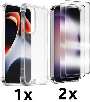 Samsung S25 Plus - Anti Shock Cover &amp;amp; 2x Glas - Transparant