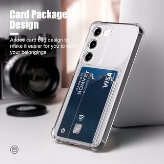 Samsung Galaxy S25 Plus - Transparant - Anti Shock Back Cover met Kaarthouder