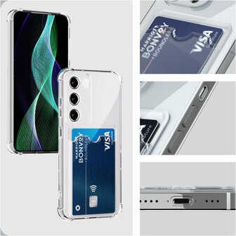 Samsung Galaxy S25 Plus - Transparant - Anti Shock Back Cover met Kaarthouder