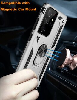 Samsung S22 Ultra Grijs - Armor met Kickstand Ring