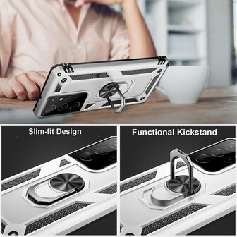 Samsung S22 Ultra Grijs - Armor met Kickstand Ring