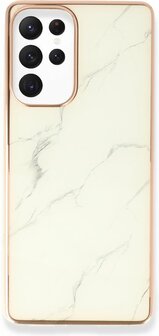 Samsung S24 Ultra - Marmer Back Cover - Wit
