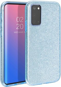 Samsung S20 - Siliconen - Glitter Back Cover - Blauw