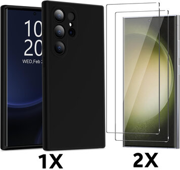 Samsung S25 Ultra - TPU Back Cover &amp;amp; 2x Glas - Zwart