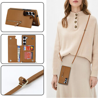 Samsung S25 Bruin - Back Cover met Koord