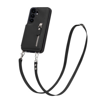 Samsung S25 - Zwart - Back Cover met Koord