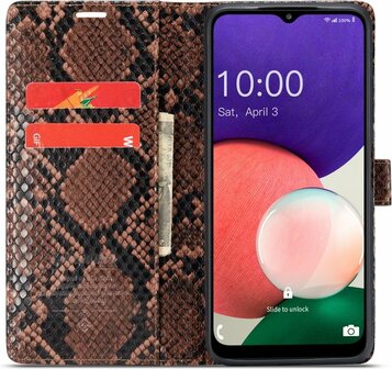 Samsung A22 5G Bruin - Slangen Book Case