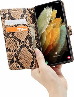 Samsung S21 FE Beige - Slangen Book Case