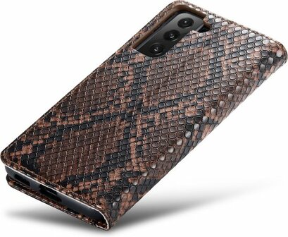 Samsung S21 FE Bruin - Slangen Book Case