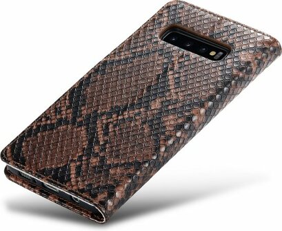 Samsung S10 Bruin - Slangen Book Case