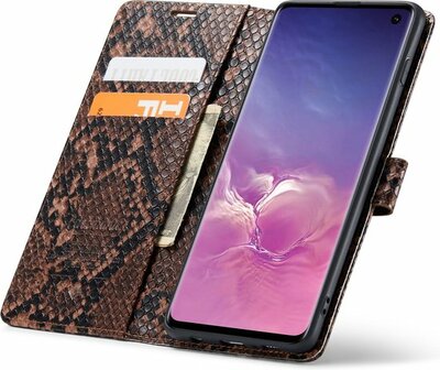Samsung S10 Bruin - Slangen Book Case