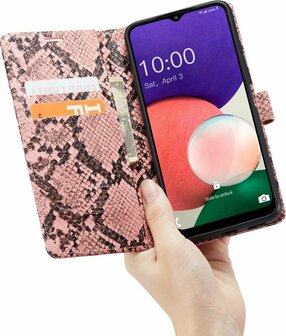 Samsung A22 5G Roze - Slangen Book Case